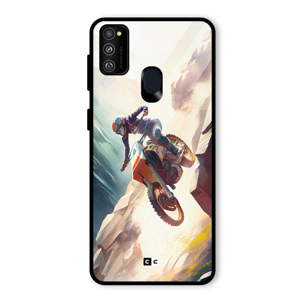 Mountain Biker Glass Back Case for Galaxy M21