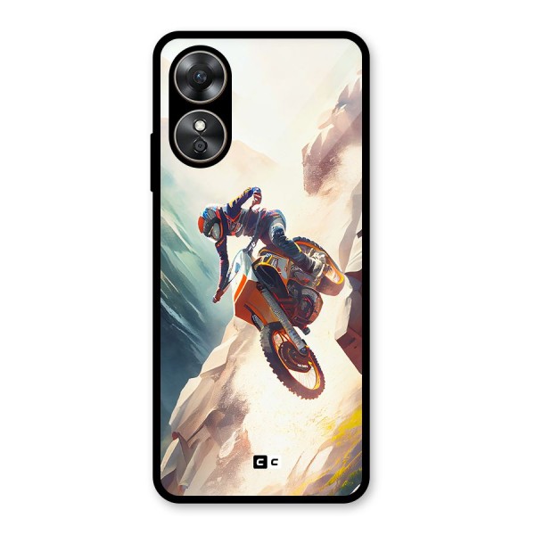 Mountain Biker Glass Back Case for Oppo A17