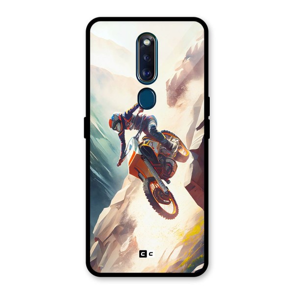 Mountain Biker Glass Back Case for Oppo F11 Pro