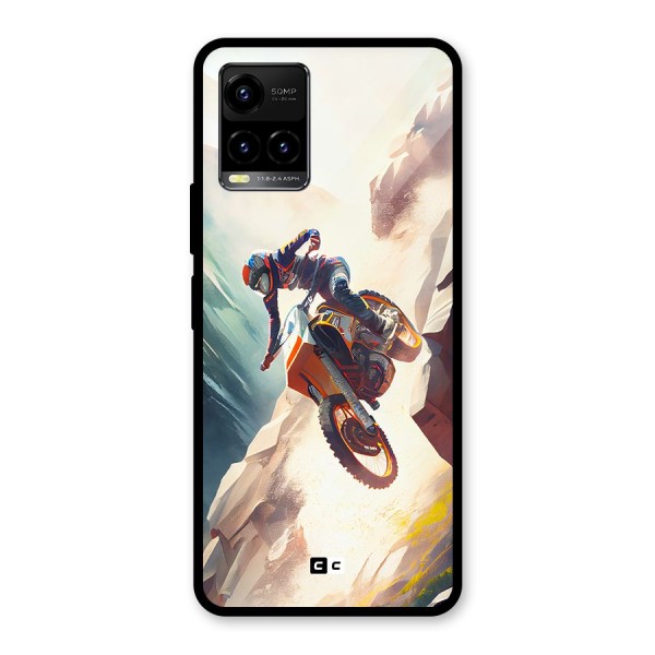 Mountain Biker Glass Back Case for Vivo Y21G