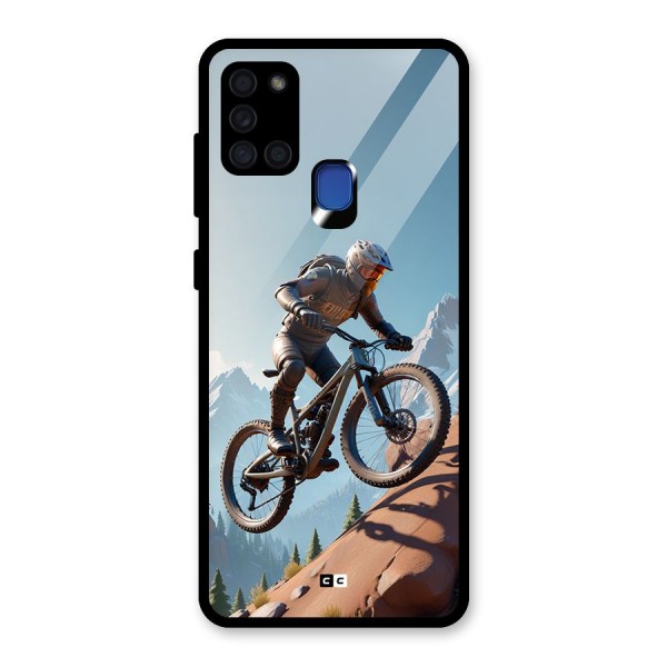 Mountain Rider Glass Back Case for Galaxy A21s