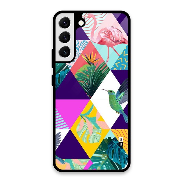 Multicolor Exotic Seamless Pattern Glass Back Case for Galaxy S22 Plus 5G