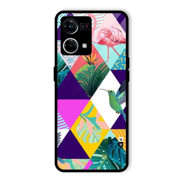 Multicolor Exotic Seamless Pattern Glass Back Case for Oppo F21 Pro 4G
