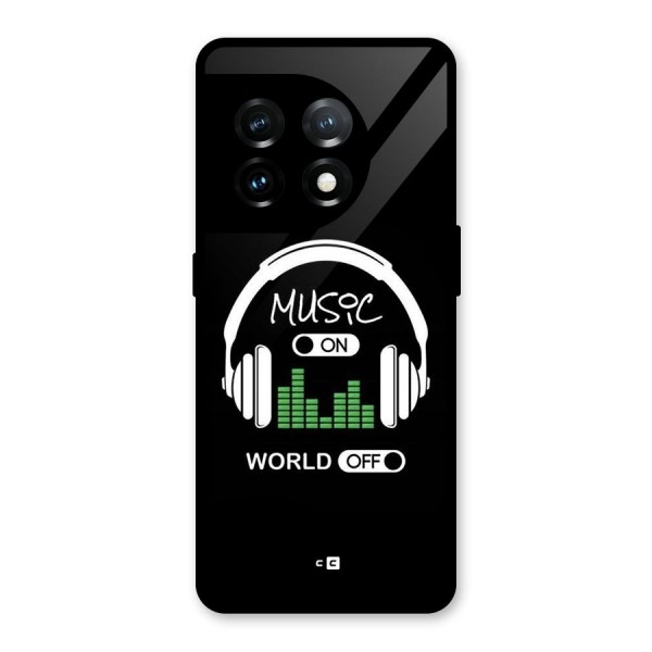 Music On World Off Glass Back Case for OnePlus 11