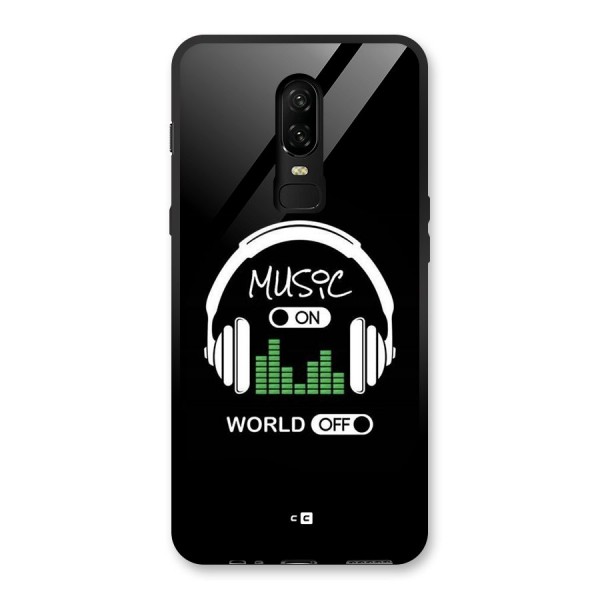 Music On World Off Glass Back Case for OnePlus 6