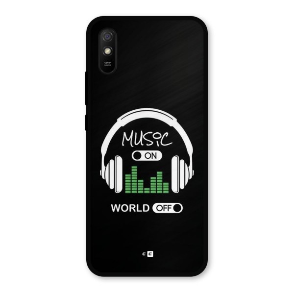 Music On World Off Metal Back Case for Redmi 9i