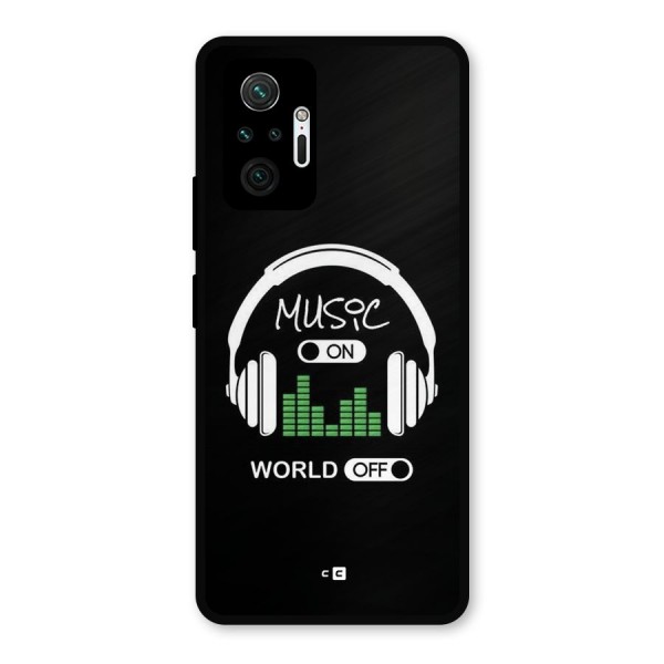 Music On World Off Metal Back Case for Redmi Note 10 Pro
