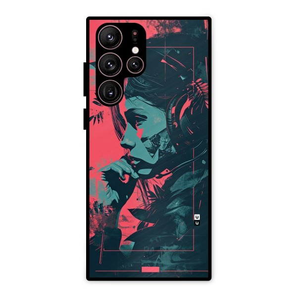 Musical Illustration Metal Back Case for Galaxy S22 Ultra 5G