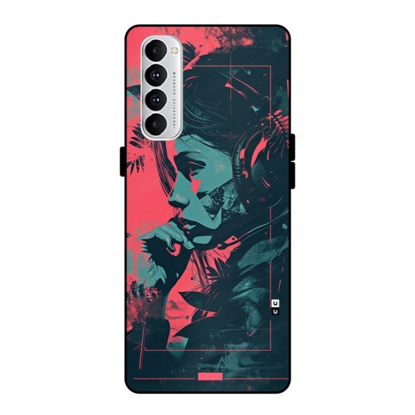 Musical Illustration Metal Back Case for Oppo Reno4 Pro