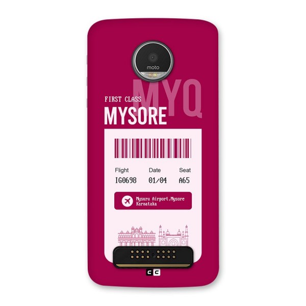 Mysore Boarding Pass Back Case for Moto Z Play