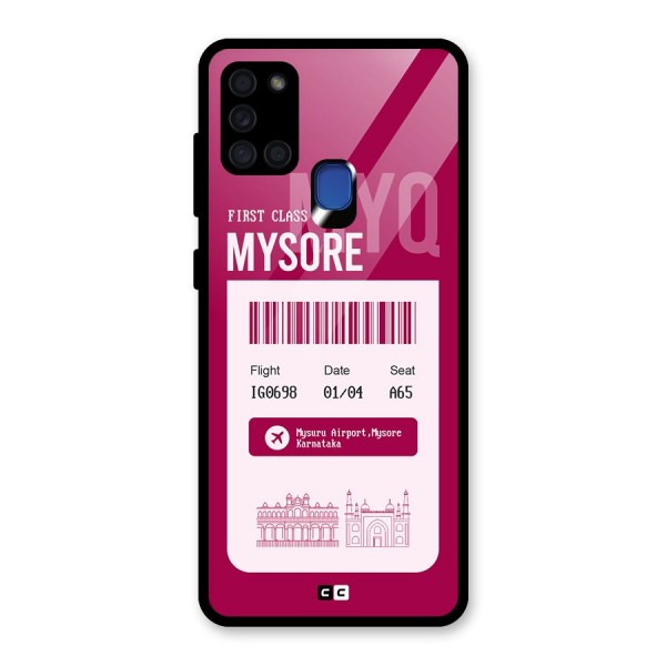 Mysore Boarding Pass Glass Back Case for Galaxy A21s