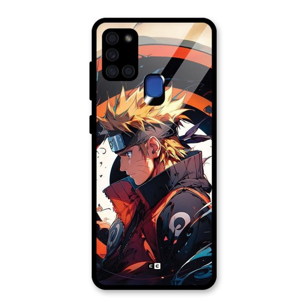 Naruto Uzumaki Combat Glass Back Case for Galaxy A21s