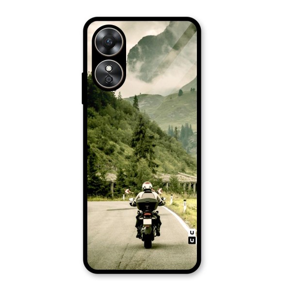 Nature Bike Glass Back Case for Oppo A17