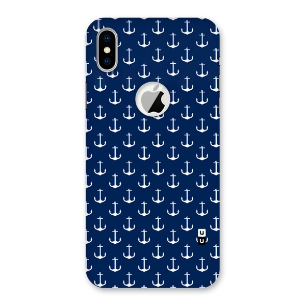 Nautical Pattern Back Case for iPhone XS Logo Cut