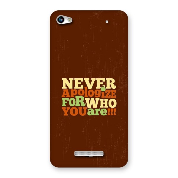 Never Apologize Back Case for Canvas Hue 2 A316