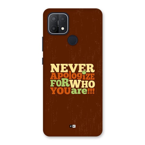 Never Apologize Back Case for Oppo A15s