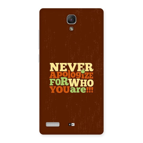 Never Apologize Back Case for Redmi Note