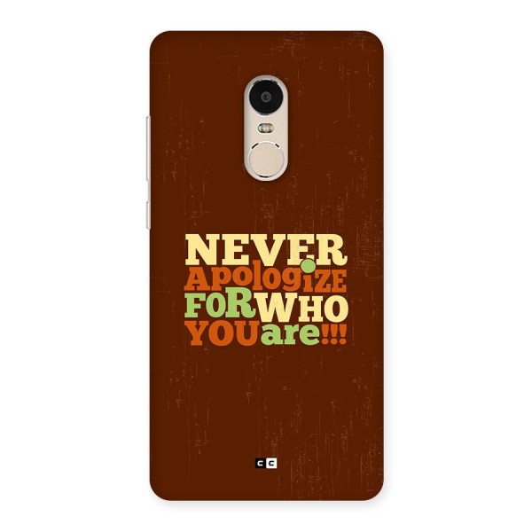 Never Apologize Back Case for Redmi Note 4