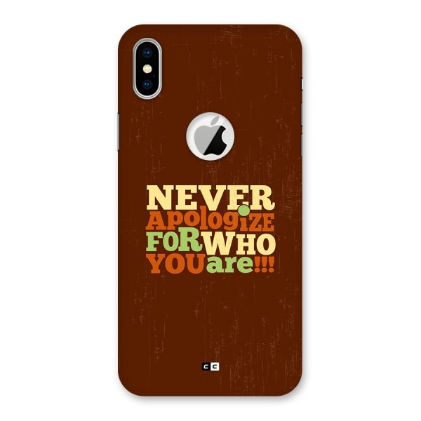 Never Apologize Back Case for iPhone XS Logo Cut