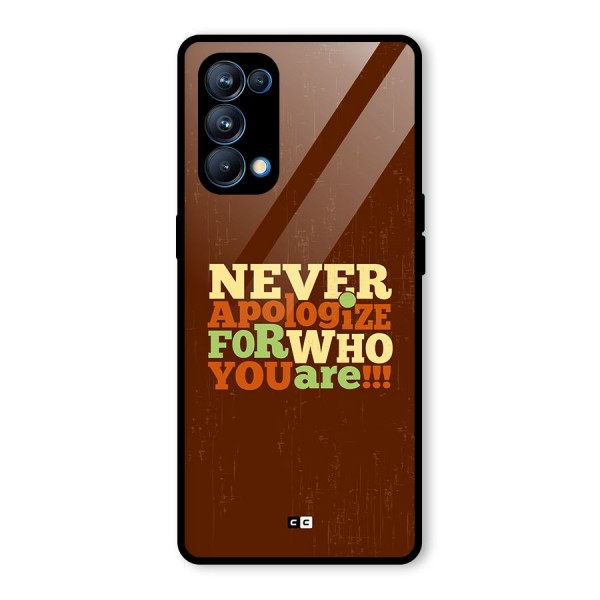 Never Apologize Glass Back Case for Oppo Reno5 Pro 5G