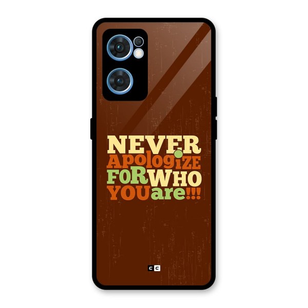 Never Apologize Glass Back Case for Oppo Reno7 5G