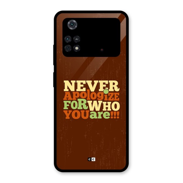 Never Apologize Glass Back Case for Poco M4 Pro 4G