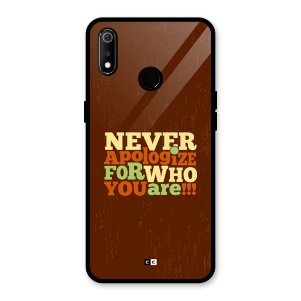 Never Apologize Glass Back Case for Realme 3i