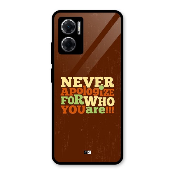 Never Apologize Glass Back Case for Redmi 11 Prime 5G