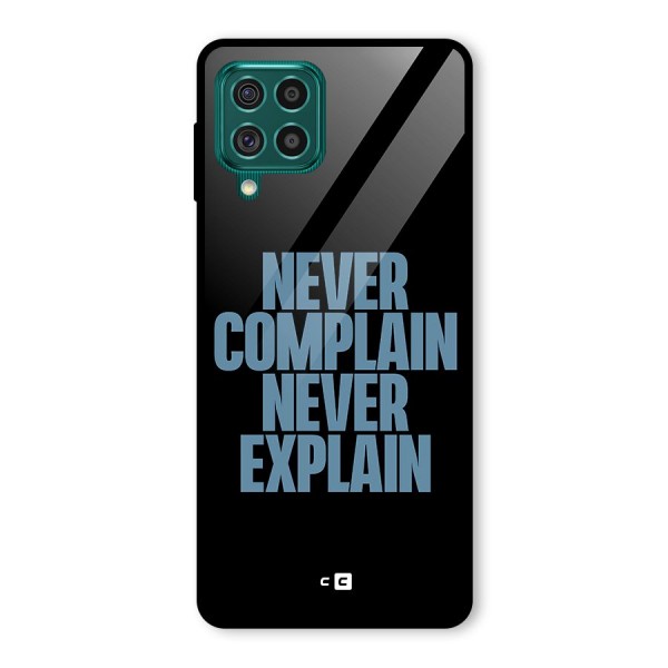 Never Complain Never Explain Glass Back Case for Galaxy F62