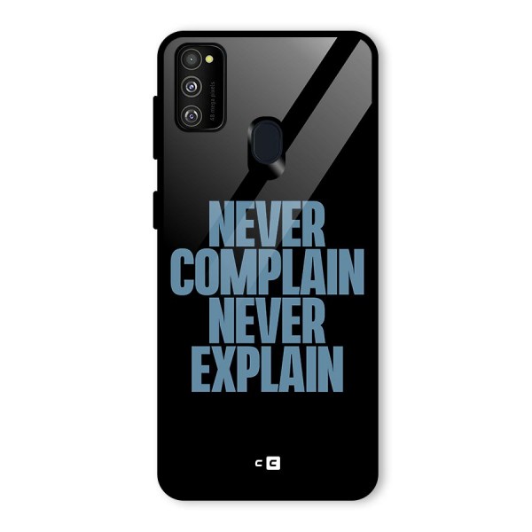 Never Complain Never Explain Glass Back Case for Galaxy M21