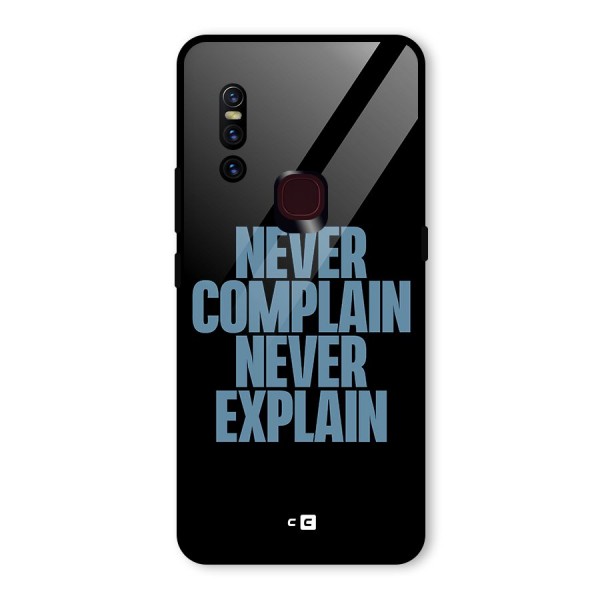 Never Complain Never Explain Glass Back Case for Vivo V15