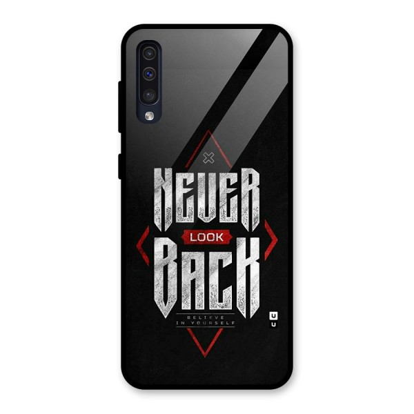 Never Look Back Diamond Glass Back Case for Galaxy A50s