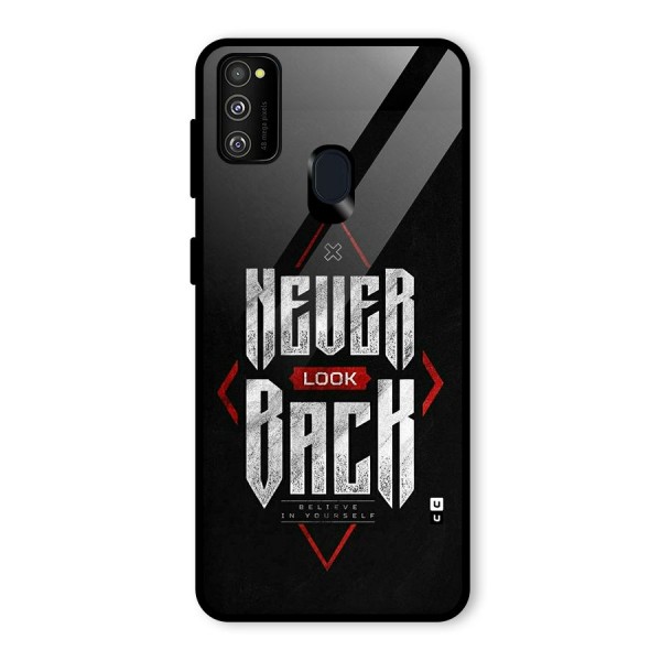 Never Look Back Diamond Glass Back Case for Galaxy M21