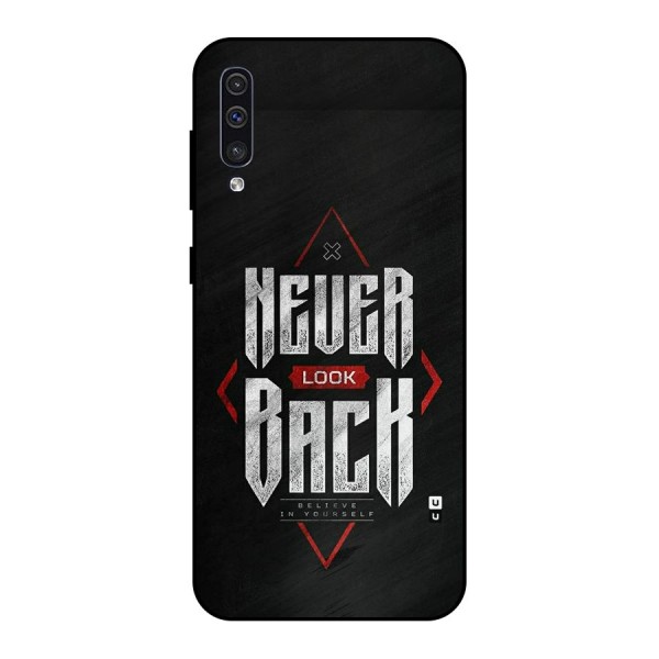 Never Look Back Diamond Metal Back Case for Galaxy A50