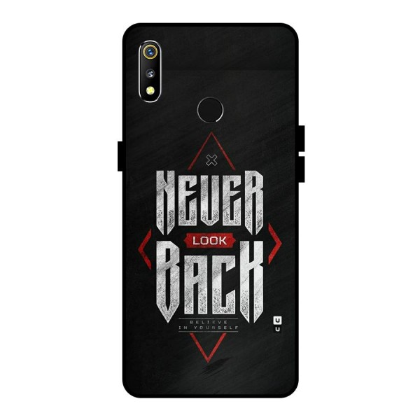 Never Look Back Diamond Metal Back Case for Realme 3