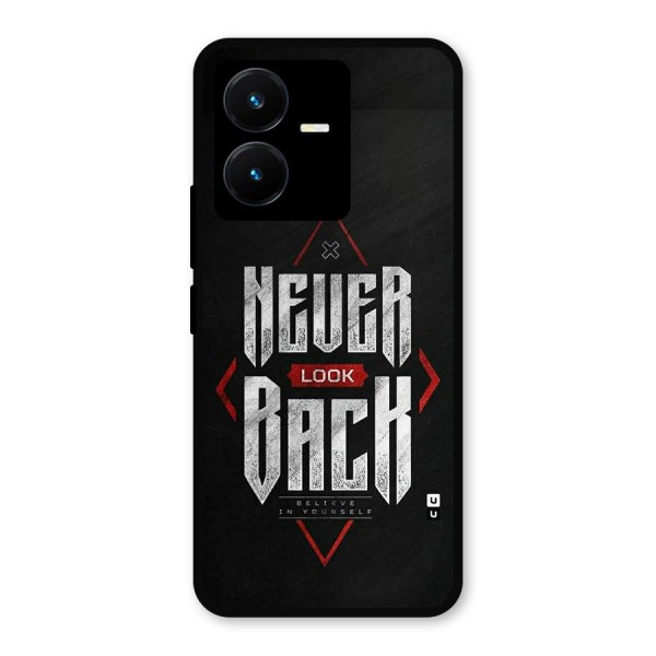 Never Look Back Diamond Metal Back Case for Vivo Y22s