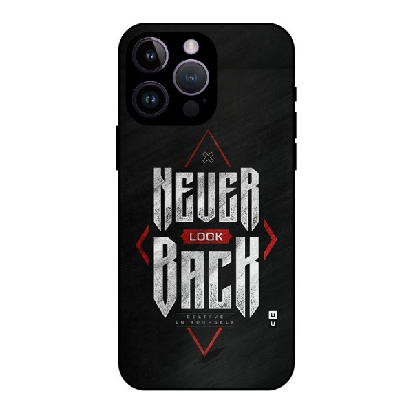 Never Look Back Diamond Metal Back Case for iPhone 14 Pro Max
