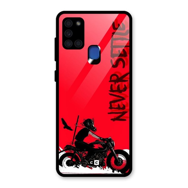 Never Settle Ride Glass Back Case for Galaxy A21s