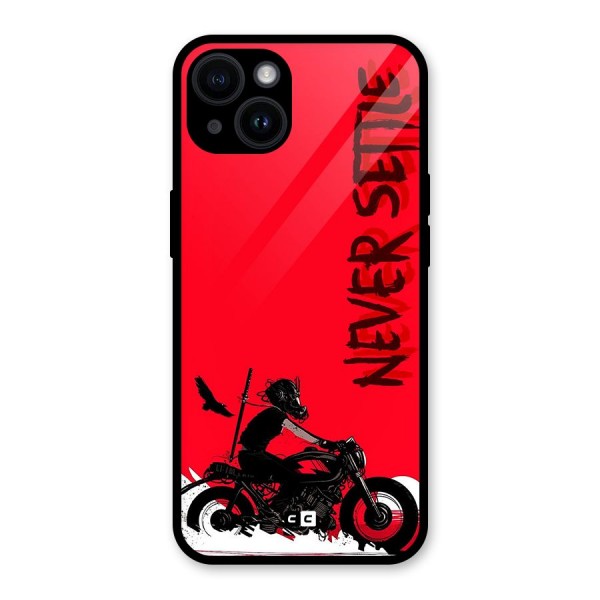 Never Settle Ride Glass Back Case for iPhone 14