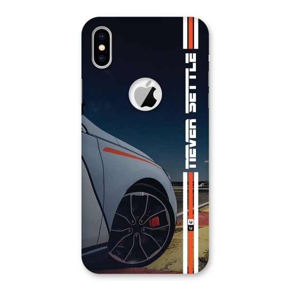 Never Settle SuperCar Back Case for iPhone XS Logo Cut