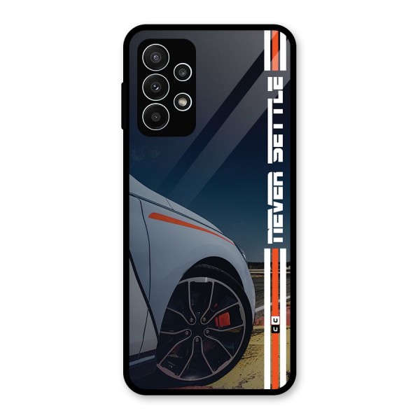 Never Settle SuperCar Glass Back Case for Galaxy A23