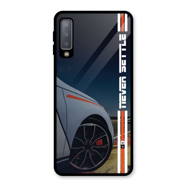 Never Settle SuperCar Glass Back Case for Galaxy A7 (2018)