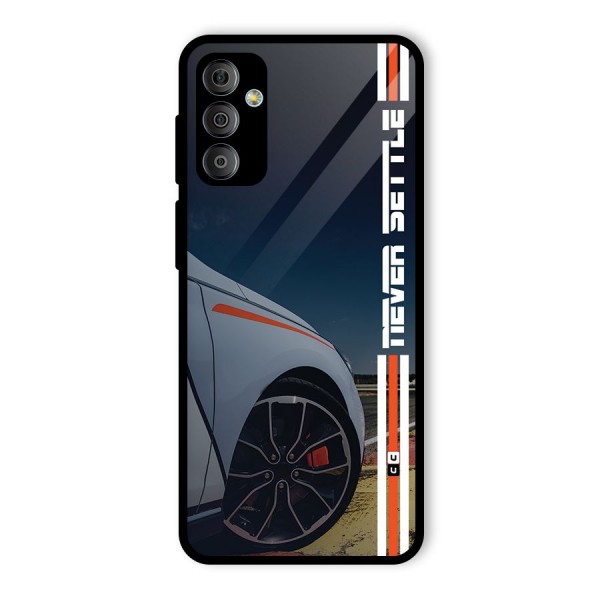 Never Settle SuperCar Glass Back Case for Galaxy F23