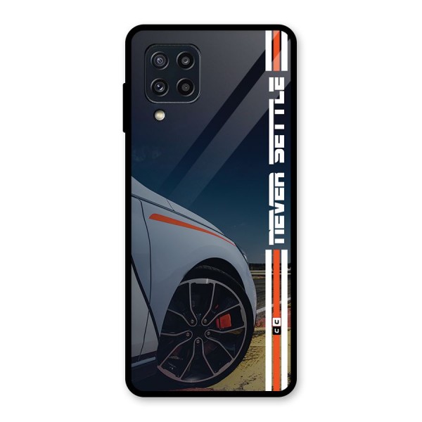 Never Settle SuperCar Glass Back Case for Galaxy M32