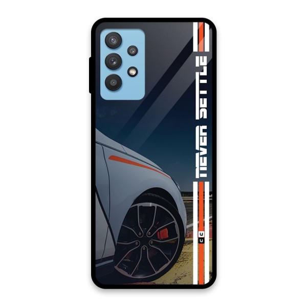 Never Settle SuperCar Glass Back Case for Galaxy M32 5G