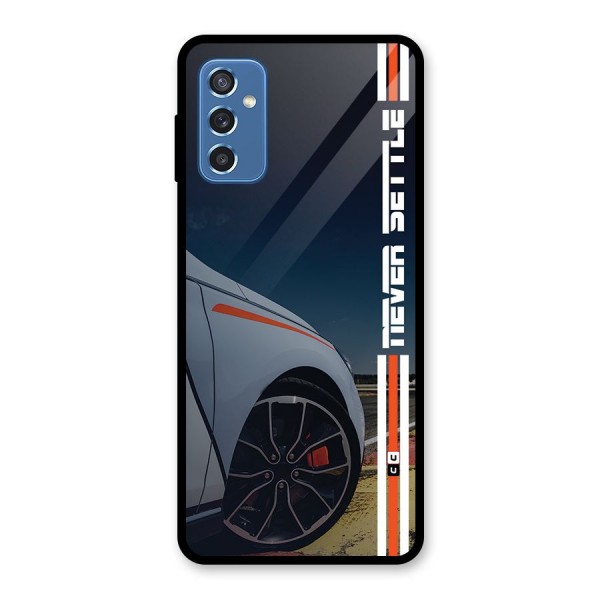 Never Settle SuperCar Glass Back Case for Galaxy M52 5G