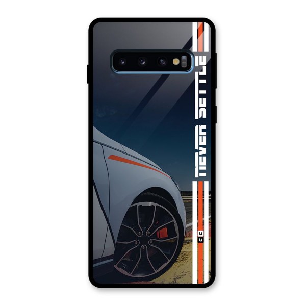 Never Settle SuperCar Glass Back Case for Galaxy S10