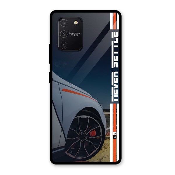 Never Settle SuperCar Glass Back Case for Galaxy S10 Lite