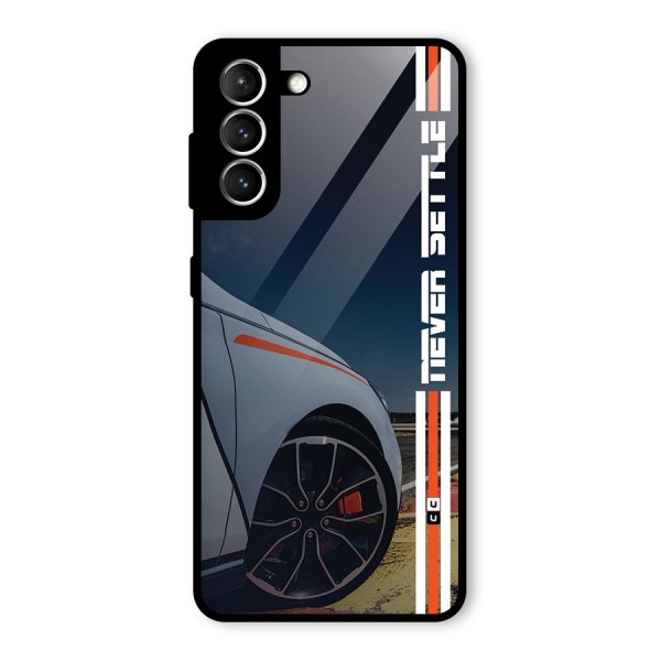 Never Settle SuperCar Glass Back Case for Galaxy S21 5G