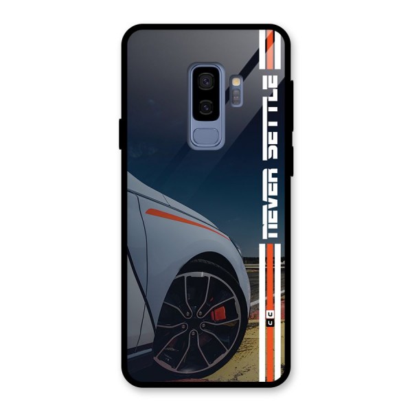 Never Settle SuperCar Glass Back Case for Galaxy S9 Plus